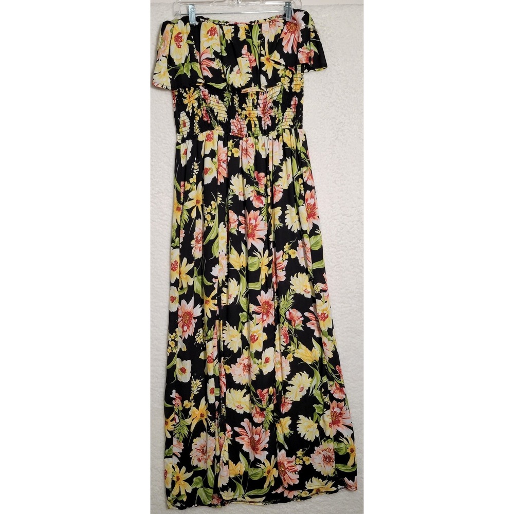 Lilian Floral Strapless Maxi Dress New NWT Size 3X Front Slits 0517